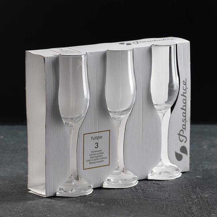 Набор стеклянных бокалов для шампанского Tulipe, 200 мл, 3 шт - фото 1889112953