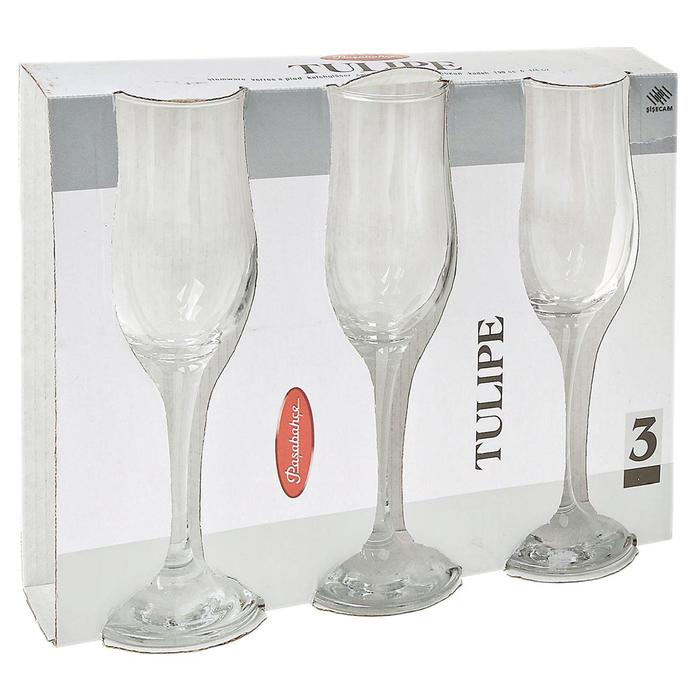 Набор стеклянных бокалов для шампанского Tulipe, 200 мл, 3 шт - фото 1889112954