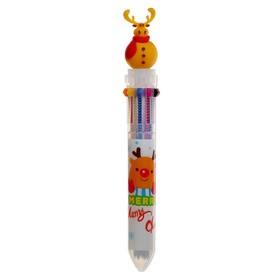 Ручка шариковая, автоматическая "Новый год.Олень", 10-ти цветная