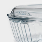 Кастрюля из жаропрочного стекла для запекания Borcam, 2 л, 23,2×23,2 см, рифлёная, с крышкой - фото 4605480