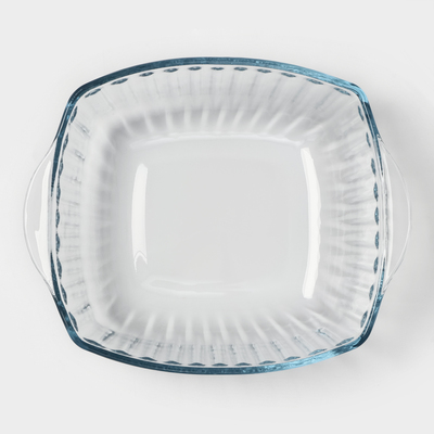 Кастрюля Paşabahçe Borcam, 2 л, 23.2×23.2 см, с крышкой, рифлёная, жаропрочное стекло, прозрачная