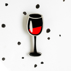 Брошь деревянная, ручная работа "Бокал вина", цвет черный - Фото 1