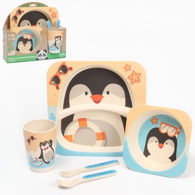 Набор бамбуковой посуды "Пингвин"