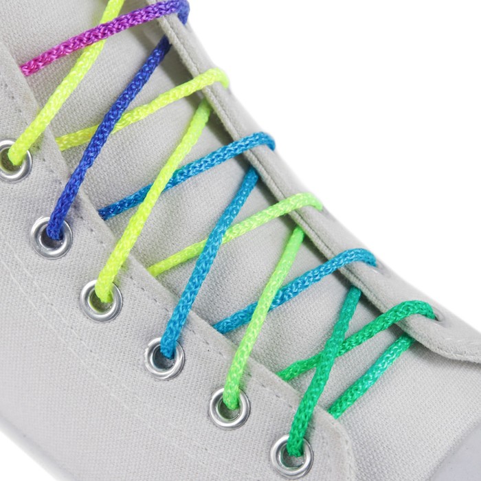 Шнурки для обуви, пара, круглые, d = 4 мм, 100 см, цвет «радужный» - Фото 1
