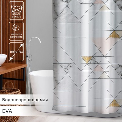 Штора для ванны Доляна «Геометрия», 180×180 см, EVA