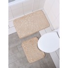 Набор ковриков для ванной и туалета Доляна «Галька, ракушки», 2 шт, 39×40 см, 50×80 см, цвет бежевый - Фото 5
