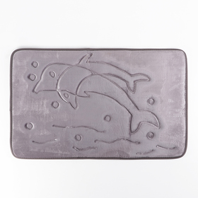 Коврик для ванной «Дельфины», 50×80 см, серый