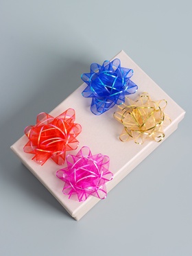 Подарочный Бант - звезда №7.5 «Золотая полоса», для упаковки подарков, МИКС (комплект 20 шт)