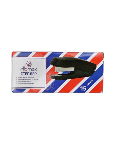 Степлер № 24/6 и 26/6, до 15 листов, Attomex, чёрный