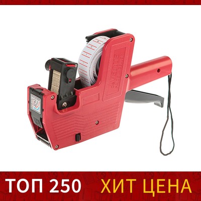 Этикет-пистолет однострочный (цифры, знаки), 8 символов, 21×12 мм, для прямоугольных этикеток, deVENTE, красный