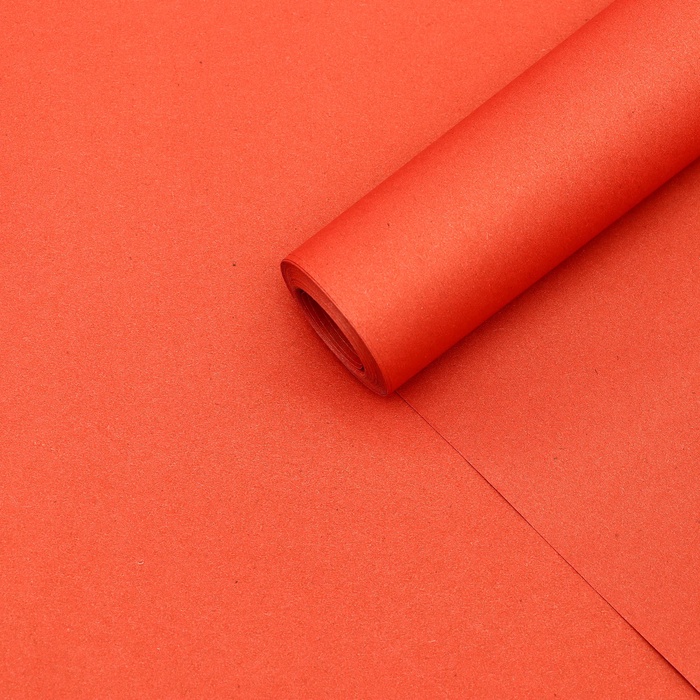 Бумага упаковочная крафт, красная, 0,68 х 10±5% м, 70 г/м² - Фото 1