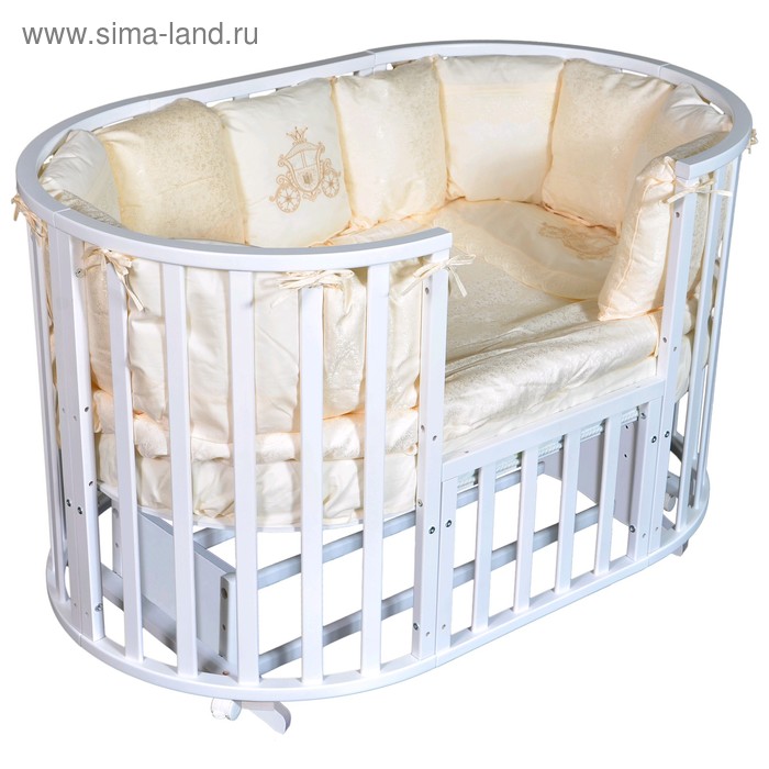 Детская кровать «Северянка-3», 6 в 1, универсальный маятник, колеса, цвет белый - Фото 1