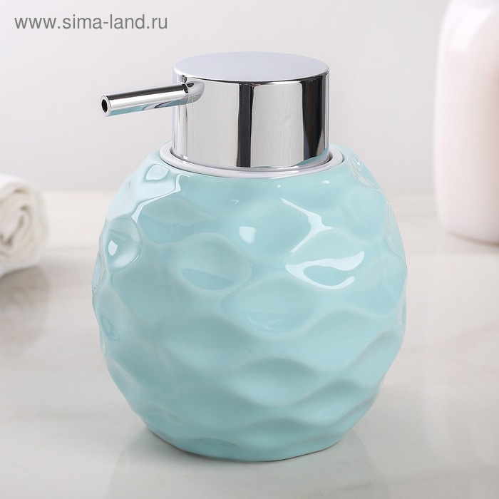 Дозатор для жидкого мыла Доляна «Нежность», 400 мл, цвет голубой - Фото 1