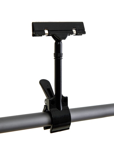 Ценникодержатель с зажимом, d=3.5 см, 8.5×7×17 см, чёрный