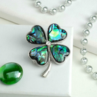 Брошь-кулон «Галиотис» клевер, цвет зелёный в серебре - Фото 1