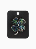 Брошь-кулон «Галиотис» клевер, цвет зелёный в серебре - Фото 4