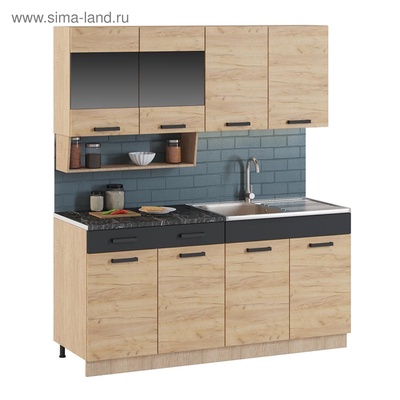 Кухонный гарнитур прямой «Алиса» № 13, 1600 мм, цвет дуб сонома/дуб золотой