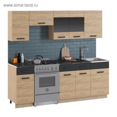 Кухонный гарнитур прямой «Алиса» № 15, 2300 мм, цвет дуб сонома/дуб золотой