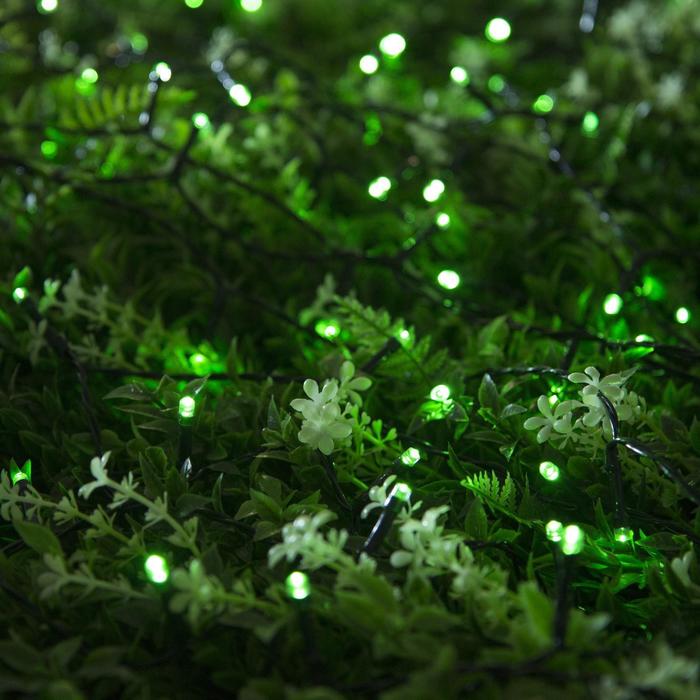 Гирлянда «Нить» 10 м, IP44, тёмная нить, 100 LED, свечение зелёное, 2 режима, солнечная батарея - фото 1905558692