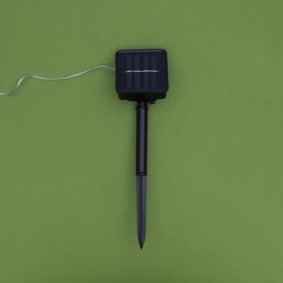 Гирлянда «Нить» 10 м роса, IP44, серебристая нить, 100 LED, свечение мульти, 2 режима, солнечная батарея