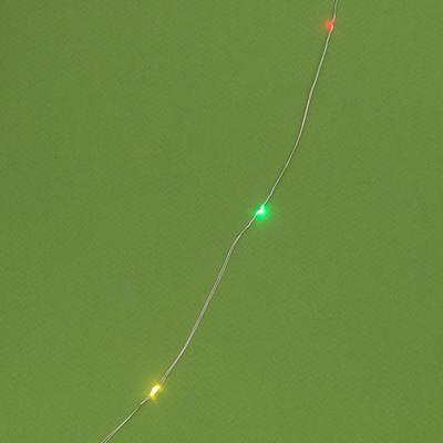 Гирлянда «Нить» 10 м роса, IP44, серебристая нить, 100 LED, свечение мульти, 2 режима, солнечная батарея