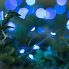 Гирлянда «Нить» 10 м роса, серебристая нить, 100 LED, свечение синее, 2 режима, солнечная батарея - фото 8466391