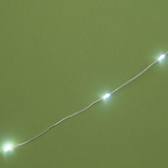 Гирлянда «Нить» 20 м роса, IP44 серебристая нить, 200 LED, свечение белое, 2 режима, солнечная батарея - фото 1905558797
