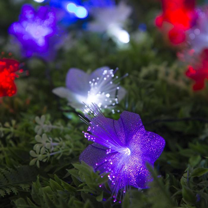 Гирлянда «Нить» 4.5 м с насадками «Цветы», IP44, тёмная нить, 30 LED, свечение белое, 2 режима, солнечная батарея - фото 1884933354