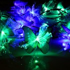 Гирлянда «Нить» 4.5 м с насадками «Бабочки», IP44, тёмная нить, 30 LED, свечение синее/зелёное, 2 режима, солнечная батарея - Фото 3