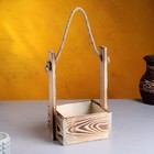 Кашпо деревянное 15×12×25 см "Ажур", прямоугольное, ручка верёвка, обжиг Дарим Красиво - фото 110272801