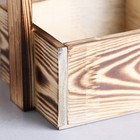 Кашпо деревянное 15×12×25 см "Ажур", прямоугольное, ручка верёвка, обжиг Дарим Красиво - фото 9879122