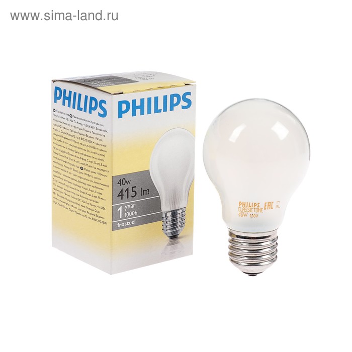 Лампа накаливания Philips Stan A55 FR 1CT/12X10, E27, 40 Вт, 230 В - Фото 1