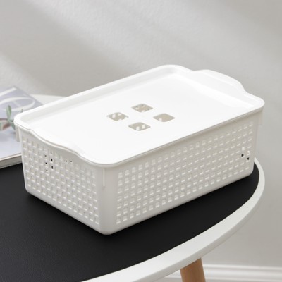 Корзина для хранения с крышкой «Лофт», 3,8 л, белая