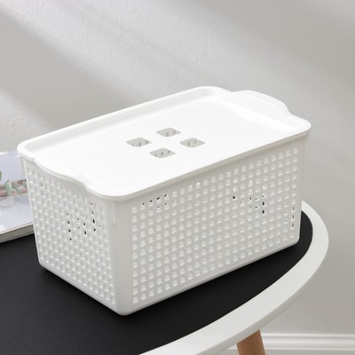 Корзина для хранения с крышкой «Лофт», 5,3 л, белая