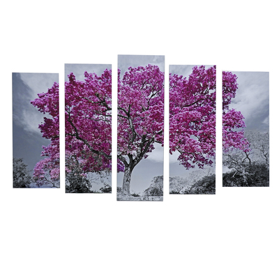 Картина модульная на подрамнике "Дерево в цвету" 125х80 см (2-25х63, 2-25х70, 1-25х80)