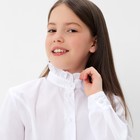 Школьная блузка для девочки, цвет белый, рост 128 см - Фото 4