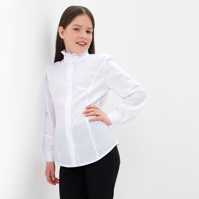 Школьная блузка для девочки, цвет белый, рост 146 см