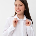 Школьная блузка для девочки, цвет белый, рост 122 см - Фото 3