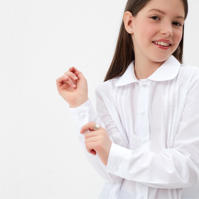 Школьная блузка для девочки, цвет белый, рост 134 см