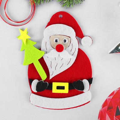 Ёлочная игрушка из фетра «Дед мороз с ёлкой», своими руками, набор для творчества