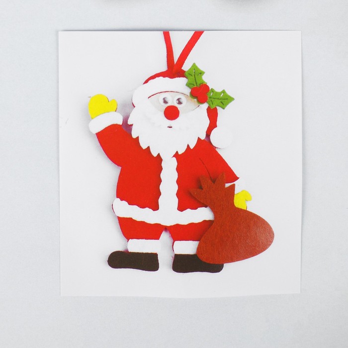 Набор для творчества - создай ёлочное украшение из фетра «Дед мороз с мешком подарков» - фото 1908466234