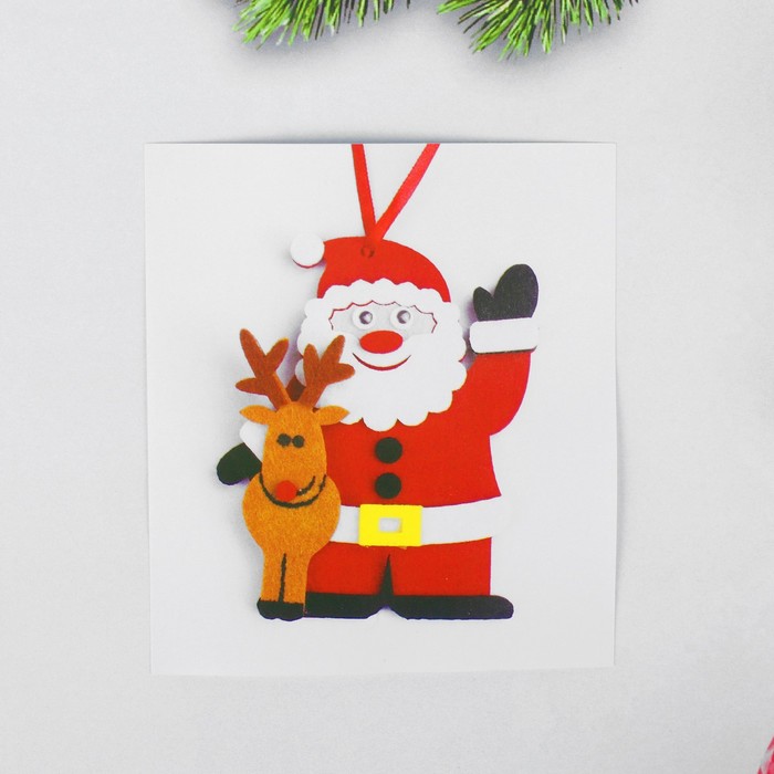 Набор для творчества - создай ёлочное украшение из фетра «Дед мороз с оленем» - фото 1908466242