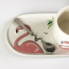 Чайная пара керамическая «Тропики», 300 мл, подставка 21×11,5, ложка - Фото 3