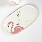 Чайная пара керамическая «Тропики», 300 мл, подставка 21×11,5, ложка - Фото 5