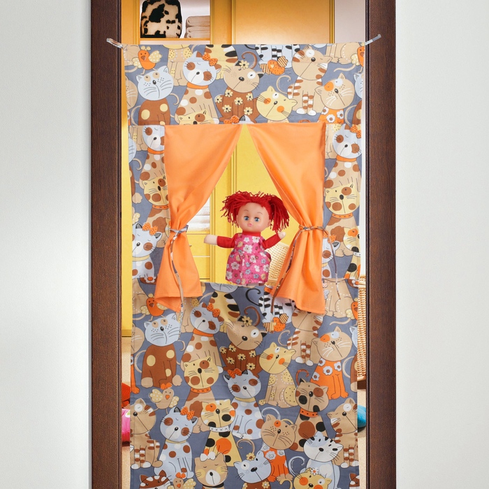 Ширма для кукольного театра «Котики», текстиль, р-р: 120×60 см - фото 1907008369