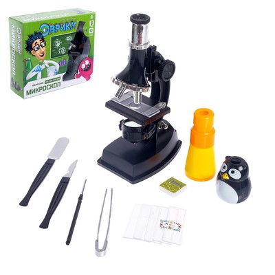УЦЕНКА Набор для изучения микромира «Микроскоп + калейдоскоп», 14 предметов, световые эффекты, работает от батареек