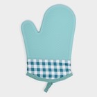 Рукавица для горячего с манжетой Доляна «Клетка», силикон, 27×18.5 см, мятная - Фото 4