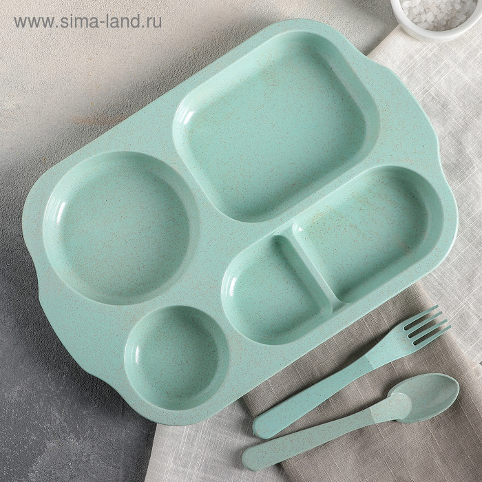 Менажница «Эрго», 4 ячейки, со столовыми приборами, 29×20 см, цвет МИКС - Фото 1