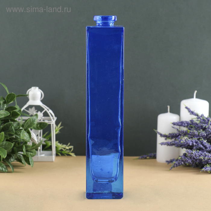 Ваза "Нарцисс" синий прозрачный d-2см; 5,5х 26,5см - Фото 1