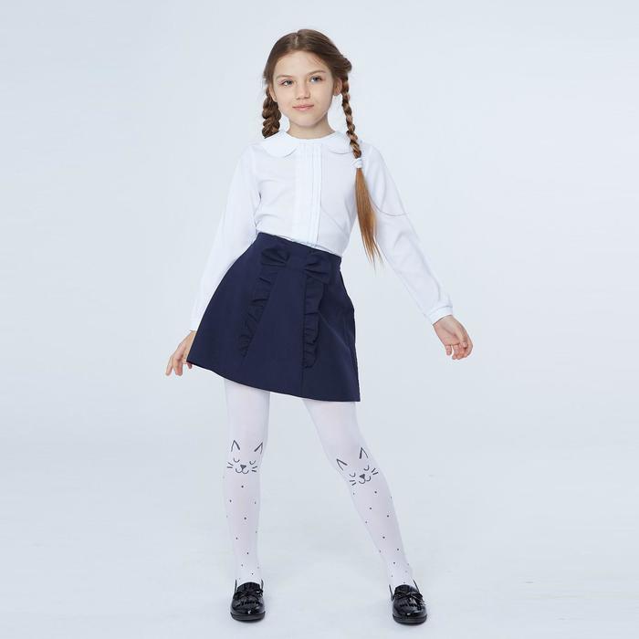 Школьная блузка для девочки, цвет белый, рост 146 см - Фото 1